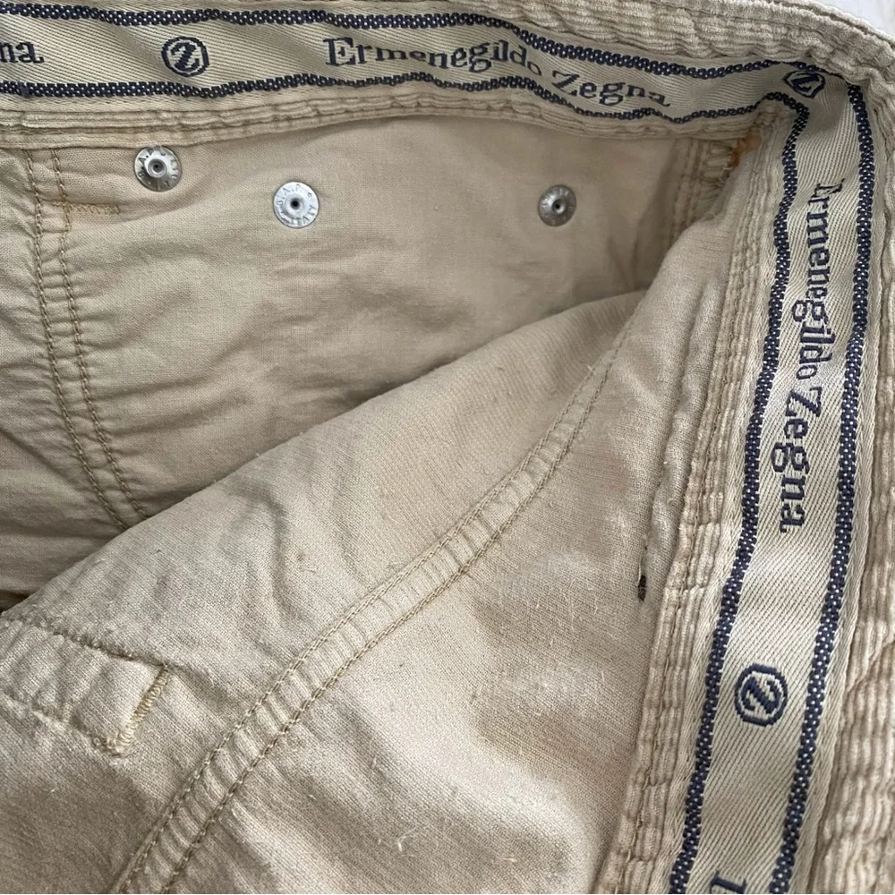 ERMENEGILDO ZEGNA Tan khaki Corduroy straight leg Pants - Picture 7 of 12